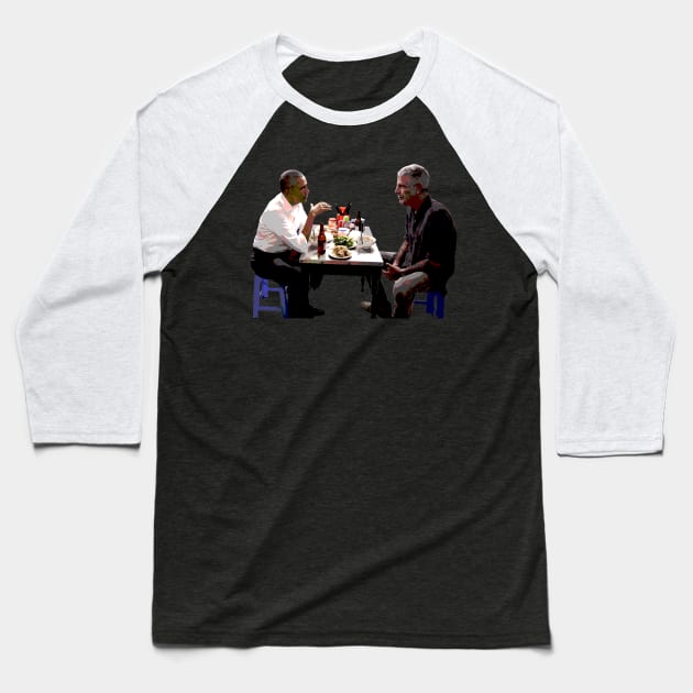 Obama with Anthony Bourdain Baseball T-Shirt by Stevendan